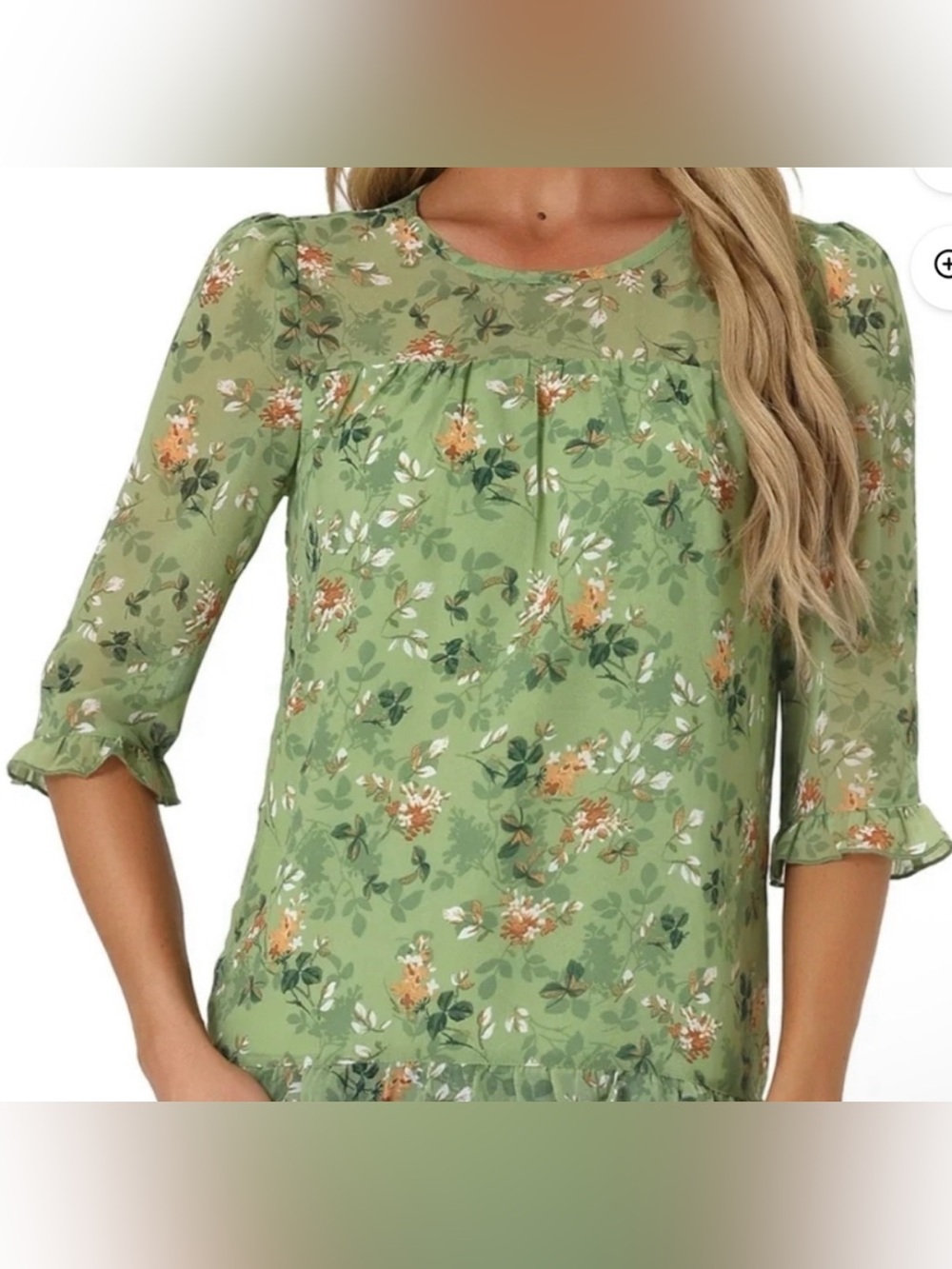 Allegra K Green Floral Blouse NWT